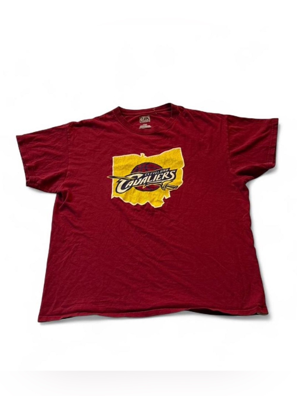 Majestic NBA Collab Cleveland Cavs Logo Tee in Deep Red